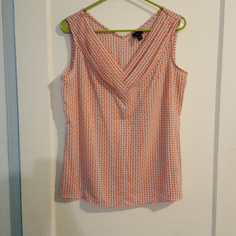 Worthington Orange and Tan Patterned Blouse